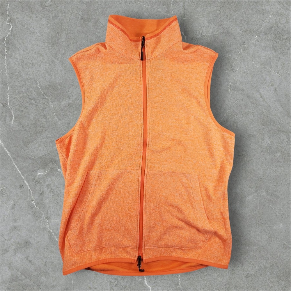 Robert Graham Full Zip Vest Men Large Orange Space Dye Classic Fit Mock Neck NWT